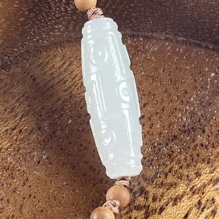 天然和田玉羊脂玉天珠锁骨链吊坠