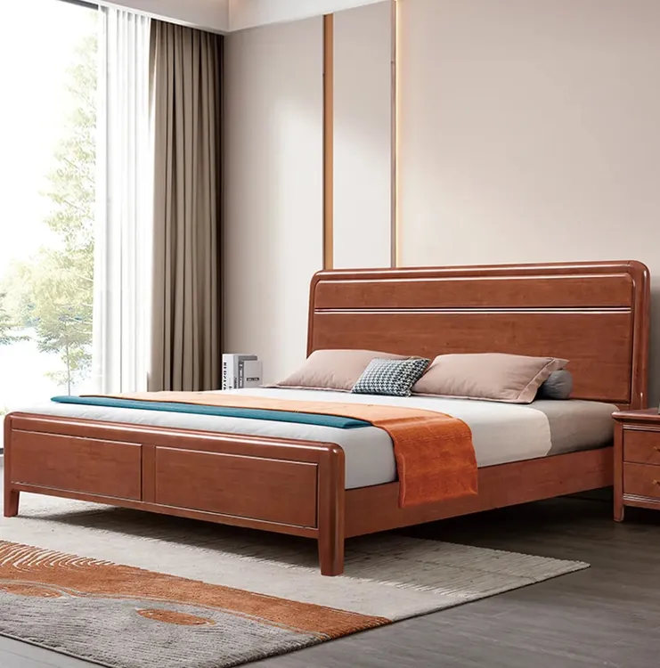 胡挑木实木大床轻奢中式简约1.5米1.8米主卧婚床家家用经济型