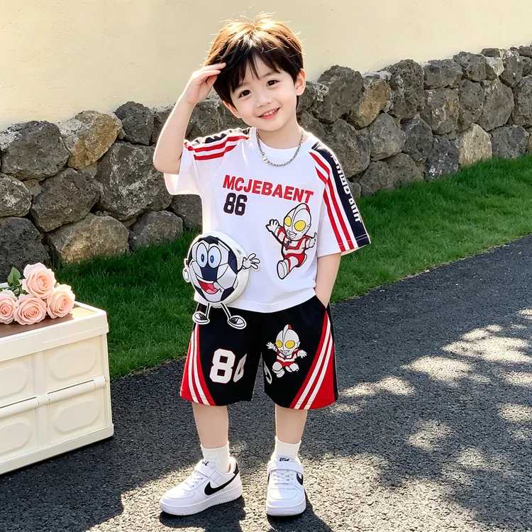 奥特曼儿童衣服2026夏季新款小男孩酷帅薄款短袖男童套装宝宝夏装