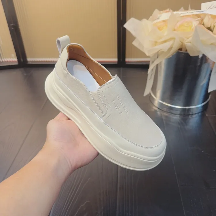 厚底乐福鞋女2025春夏秋季新款软底时尚休闲懒人一脚蹬透气小白鞋