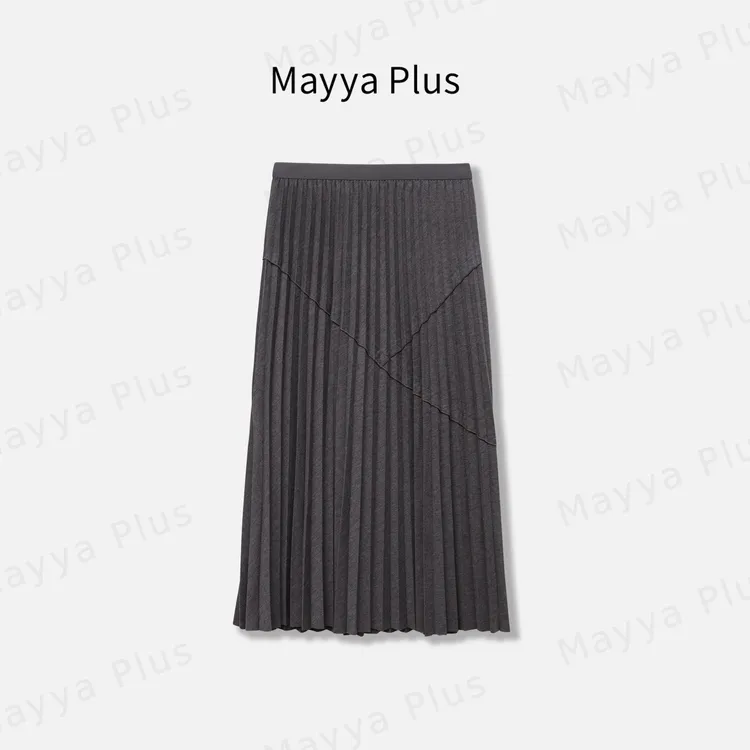 【百褶艺术】Mayya Plus麦芽定制高腰流光风针织百褶半身裙32537510