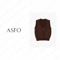 【AS金灿灿】25新色织手工珠片纱宽松V领叠穿羊毛背心AS25QMJ04378