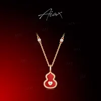 AIAX 925银 镀K金 【福禄双叠】招财镶嵌葫芦爱心项链TSJ10076