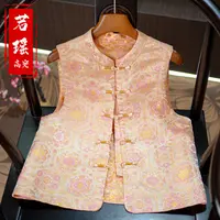 双面穿【彩绘鎏金】秋季新款国风织锦马夹女装新中式立领提花坎肩女