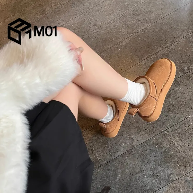 M01厚底雪地靴女2025年冬季新款百搭短筒增高棉鞋防水加绒面 面