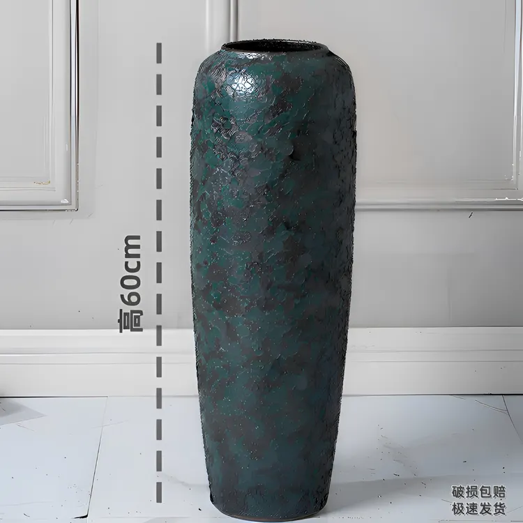 以舟复古大尺寸落地陶瓷大号花瓶摆件客厅插花陶瓷花瓶水养富贵竹