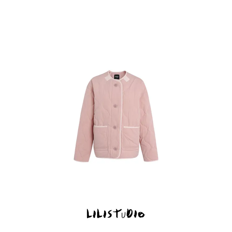 PCNY「是柠」不理理冬季新款女装休闲轻薄时尚粉色减龄保暖棉服外套