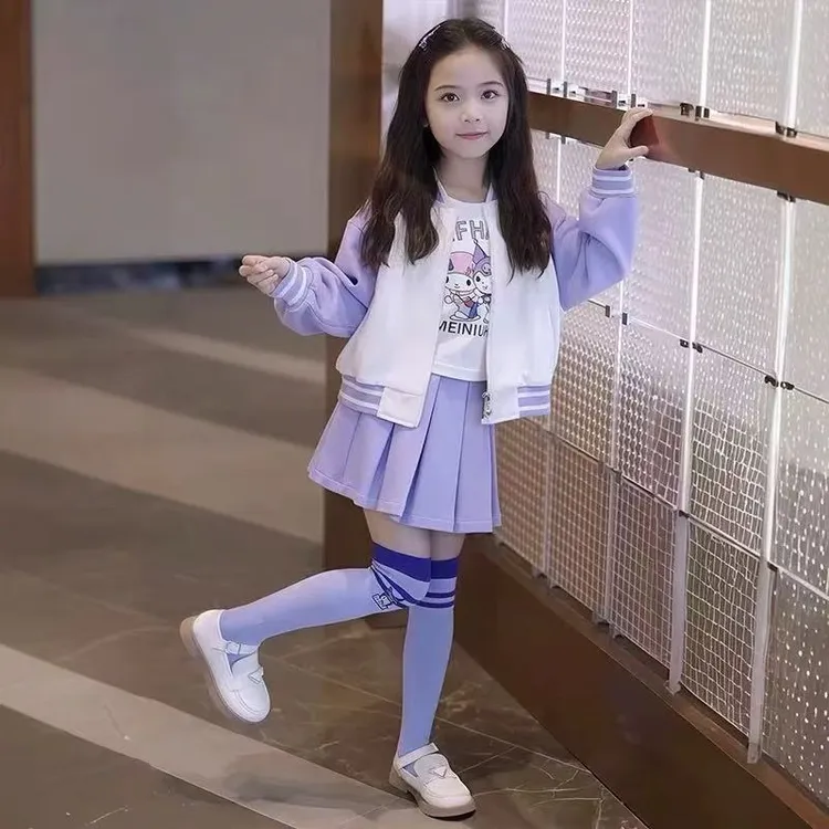 库洛米裙子女童jk套装2025新款女孩学院风早秋穿搭儿童秋装百褶裙