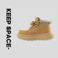 冬季加绒保暖轻量化工装牛皮大黄靴系带高帮马丁靴25331#7001