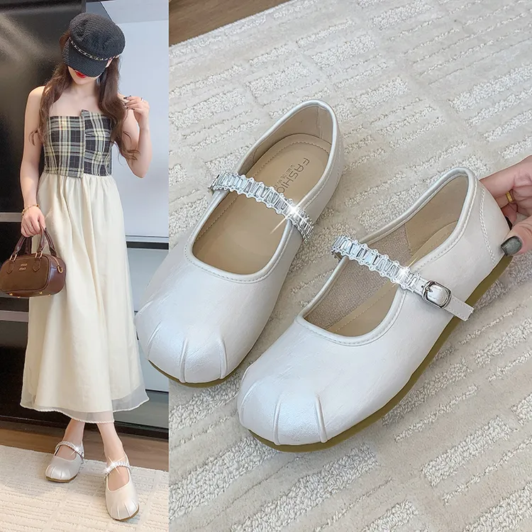外穿皮鞋单鞋百搭软底豆豆鞋平底浅口鞋子圆头温柔夏季复古奶奶鞋