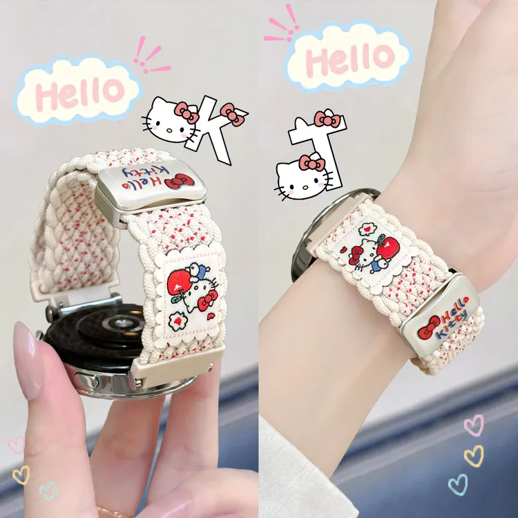 磁吸可爱KT猫适用GT6华为GT54手表表带GT3pro尼龙编织watch4女fit