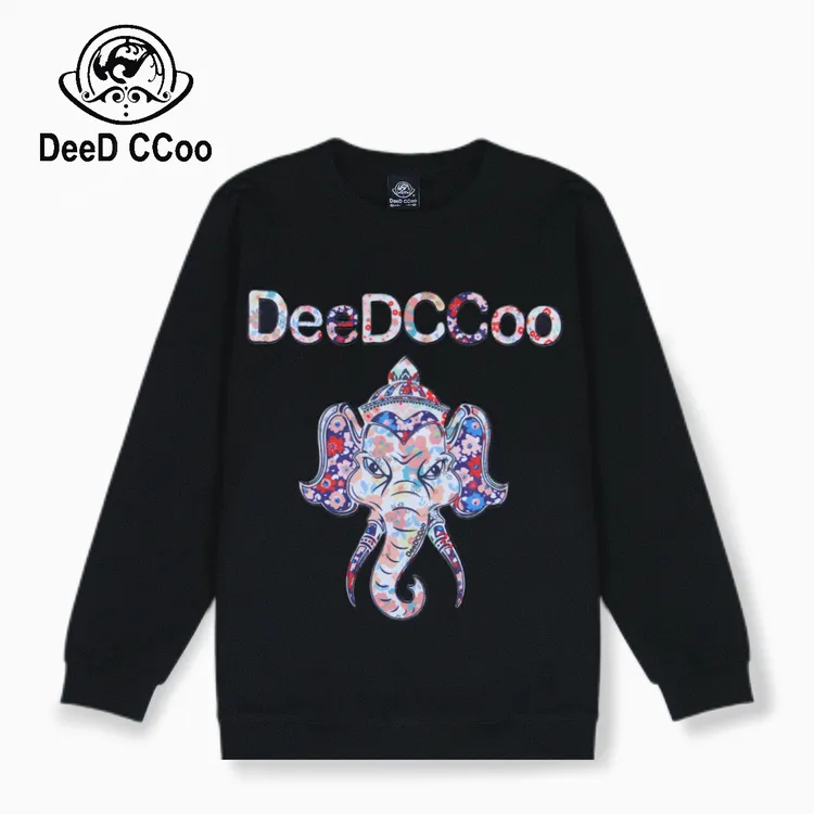DeeDCCoo印度神象重工贴布刺绣男女同款圆领卫衣