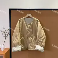 喜樂  2025两面穿圆领纯色夹棉棉服外套早冬季新款时尚休闲简约女