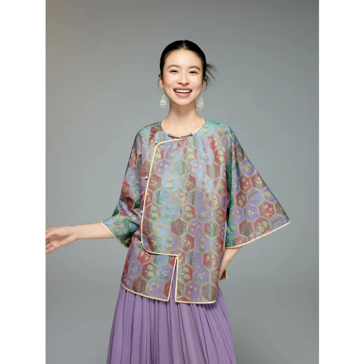 初见十三娘•张和才『君子』蜀锦新中式国风手工高定外套圆领夏款