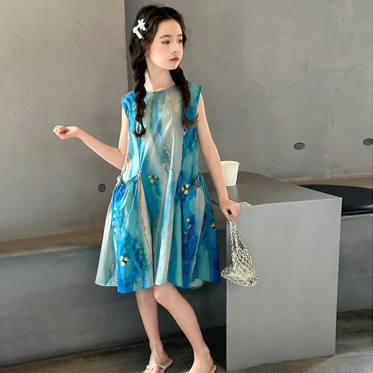 女童连衣裙儿童薄款公主裙2025新款夏装中大童洋气休闲度假沙滩裙