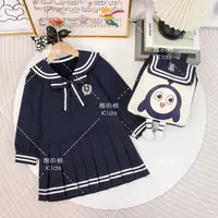 2025秋儿童藏蓝色百搭裙子女童韩版时尚洋气娃娃领连衣裙D3S5-897