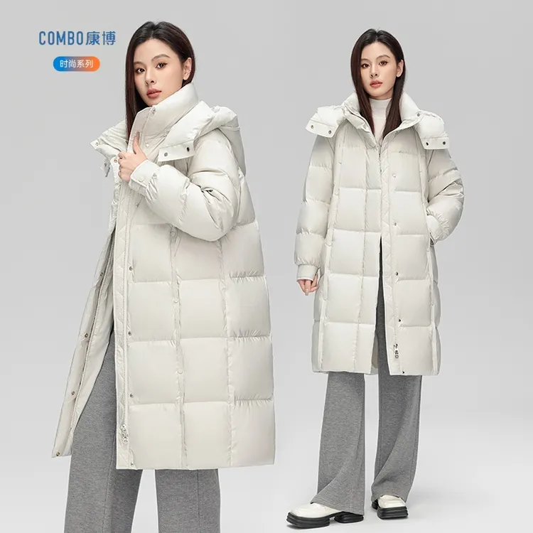 combo/康博时尚长款女装冬季好看三防蓄热女防水保暖白鸭绒KB3085