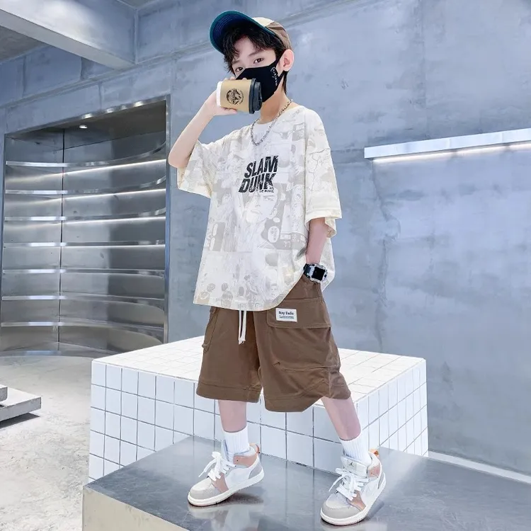男童120-180码夏季短袖套装时尚潮流休闲帅气中大童洋气夏装