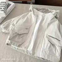 儿童春秋款外套男女宝连帽风衣时髦百搭上衣姐弟装拉链开衫韩版潮