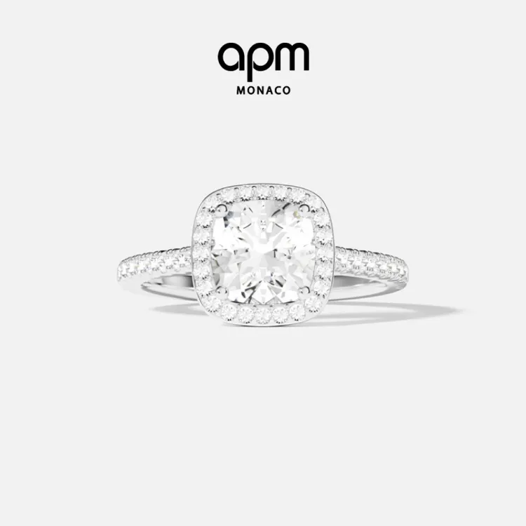 APM Monaco 方形密镶戒指情侣明星同款首饰对戒饰品