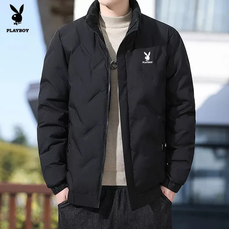 花花公子轻薄羽绒服男短款2025新款冬季加厚保暖立领男士鸭绒外套