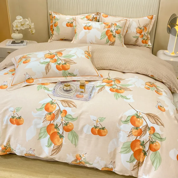 全棉100%棉数码印花加厚磨毛秋冬新款四件套-礼袋装