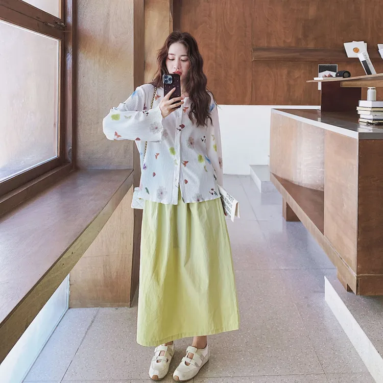 韩系小清新慵懒气质减龄套装裙早秋新款洋气百搭衬衫半身裙两件套