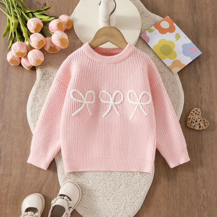 针织衫圆领韩版毛衣秋冬打底衫纯色小童厚款薄款儿童春秋女童长袖