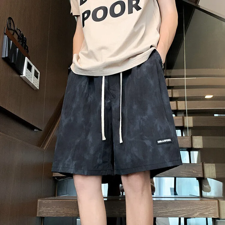 青少年夏季薄款短裤外穿13岁男孩初中学生15大童运动扎染五分裤子