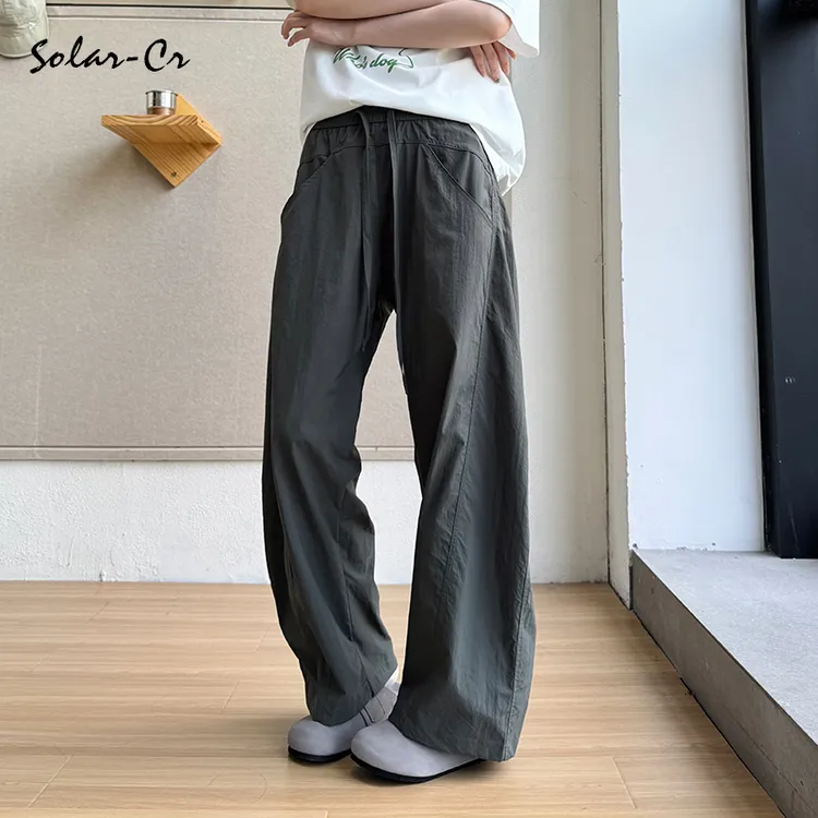 solarcr夏季薄款男休闲裤百搭宽松阔腿裤潮流显瘦弯刀裤运动长裤