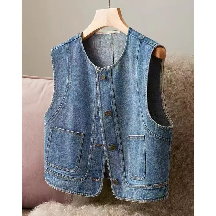 9881新款牛仔马甲宽松短款一米五小个子小个子600抽30包