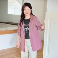 【现货-皱感提花连帽外套】MsShe大码女装秋装显瘦宽松上衣C2509025