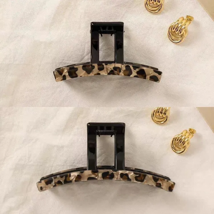 法式复古豹纹轻奢抓夹高级感小众盘发时尚发饰