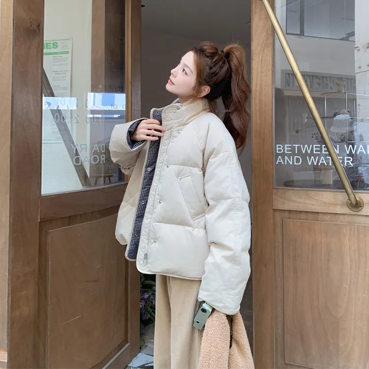 短款白鸭绒羽绒服女2025冬季新款小众ins风韩系松弛感加厚面包服