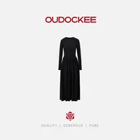 OUDOCKEE 鸥鸥【小妈裙】高级感气质长袖收腰显瘦连衣裙 LACY714T