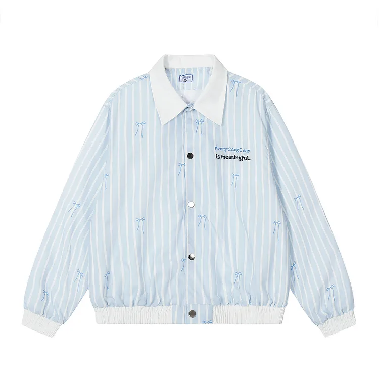 美式休闲潮流宽松刺绣拼色翻领夹克外套春款欧美学院风开衫中性风