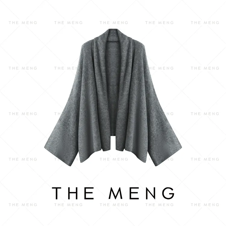 THE MENG【牛奶】山羊绒绵羊毛天丝百搭针织开衫#M253E0853