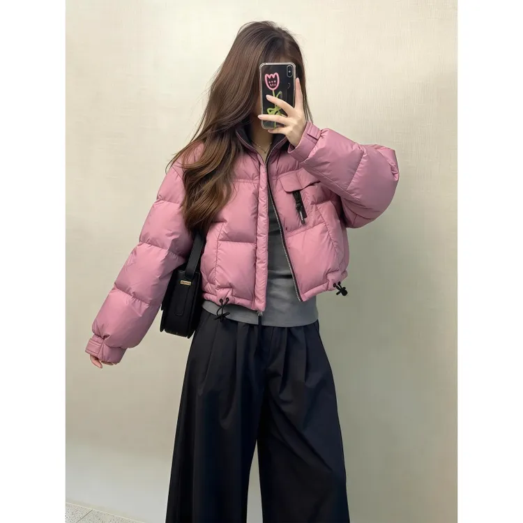 粉色超好看棉服女款小个子巨好看的冬装外套高端洋气小棉袄面包服