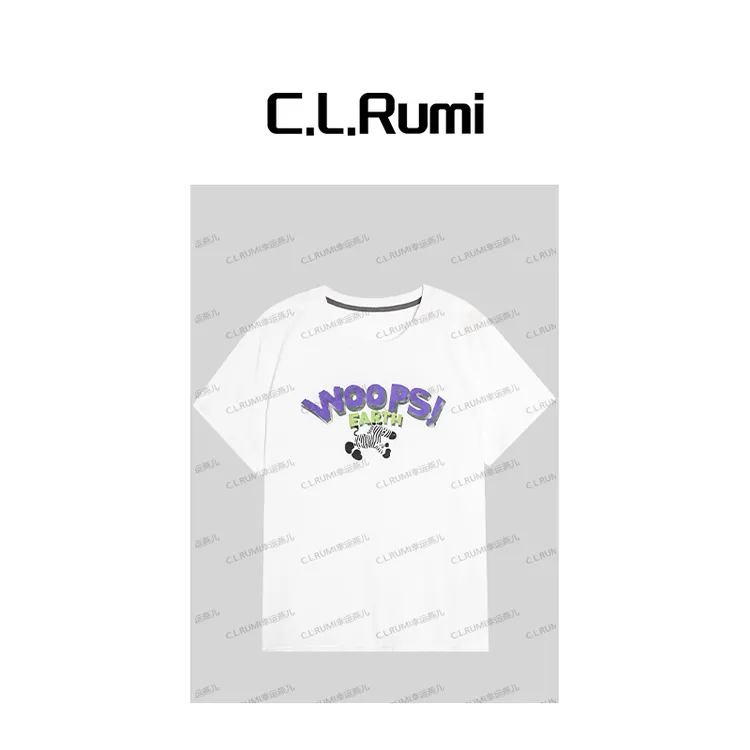 【Rumi精选】“插画师“25夏字母印花时尚百搭宽松短袖T恤上衣6865tx