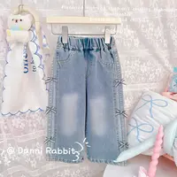 「Dannirabbit」【韩版休闲】时尚休闲蝴蝶结女童汉服牛仔裤【A1-209】