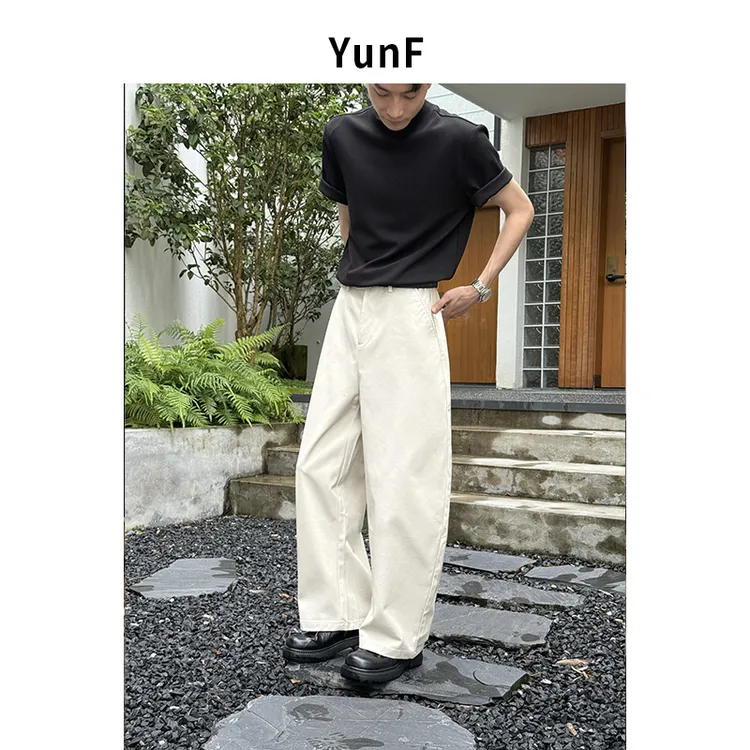  YunF 25A/W  「极简风」 秋季垂感宽松直筒老钱风阔腿休闲裤男
