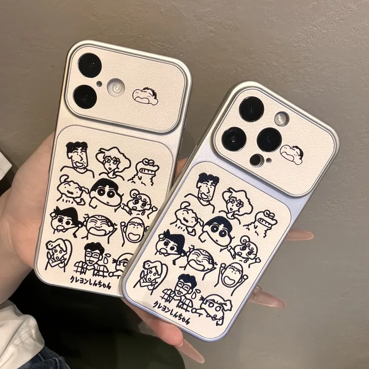 卡通可爱线条蜡笔小新适用iPhone17pro/16/15手机壳简约防摔14pro