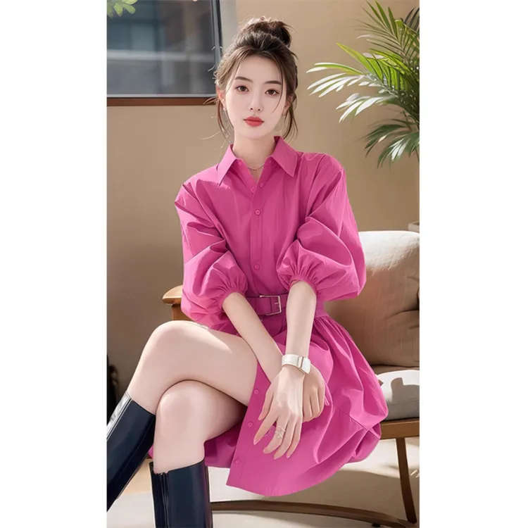 法式气质小个子御姐衬衫连衣裙女装2025春季新款温柔绝美收腰短裙