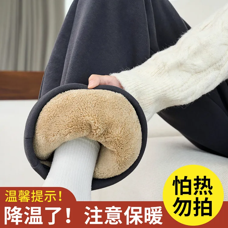 加厚绒裤女外穿羊羔绒裤子窄版显瘦直筒休闲运动裤卫裤冬季阔腿裤