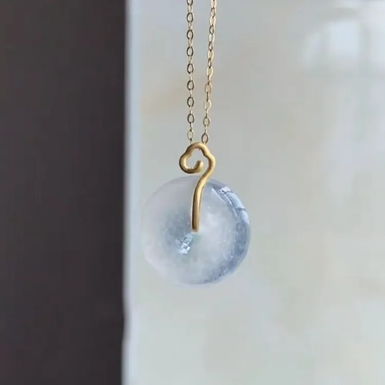 平安扣吊坠扣头镀18K万用扣金色佛公夹扣头翠绿色小瓜子扣DIY配件