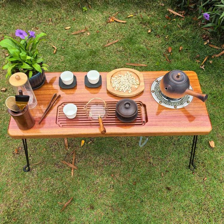 户外茶桌泡茶茶几旅行庭院煮茶车载折叠茶桌(小号)露营便携式实木