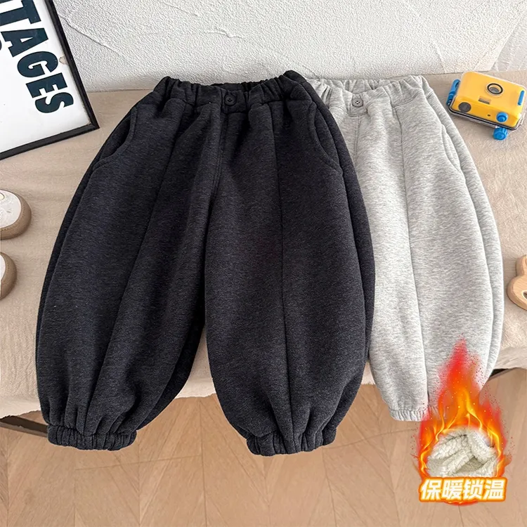 男女童加绒裤子冬季儿童冬装奥利绒一体绒卫裤宝宝加厚保暖棉裤潮