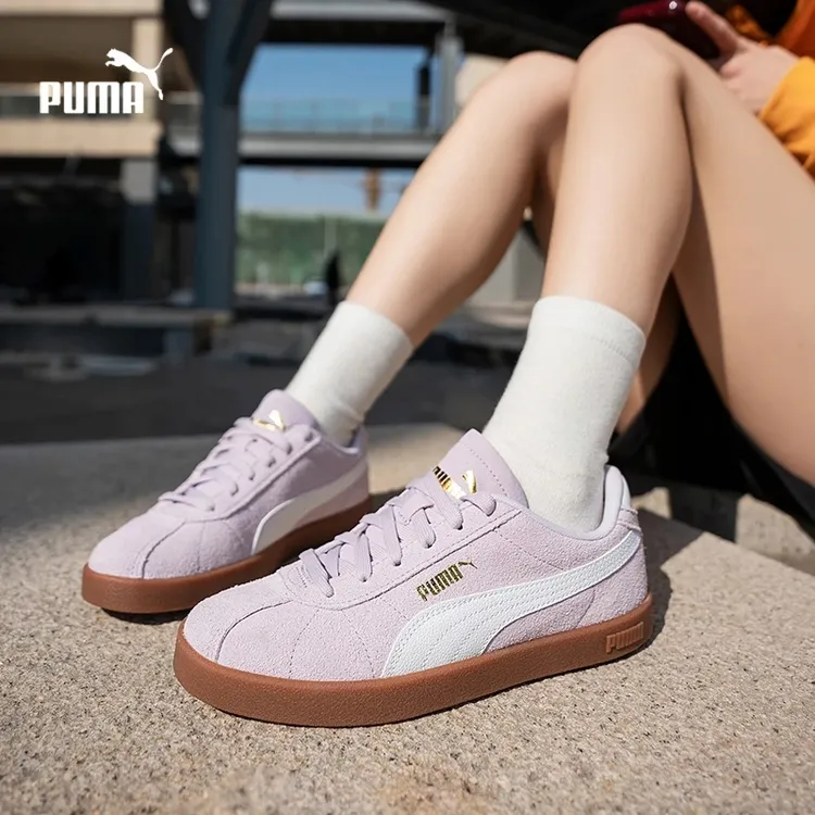 「T头鞋」PUMA彪马女鞋粉色薄底德训鞋Club II复古校园风板鞋运动鞋
