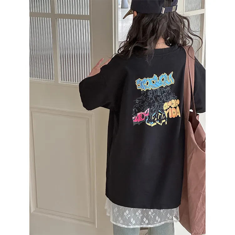 K26073韩国女童夏装2025新款短袖儿童T恤大童洋气春夏款休闲衣服t