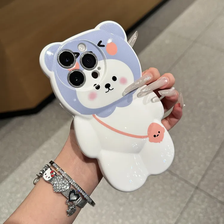雅天立酷儿自嘲熊适用苹果16promax小熊手机壳iPhone13/15套14女